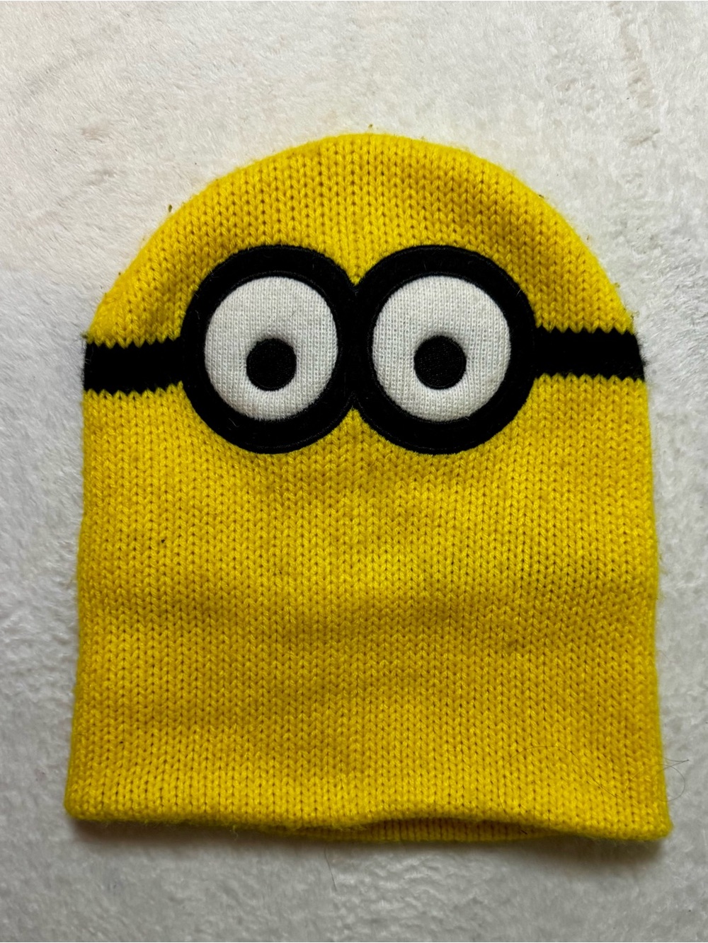 Kids Yellow Minion-Style Beanie Hat (standard one size fits most)
